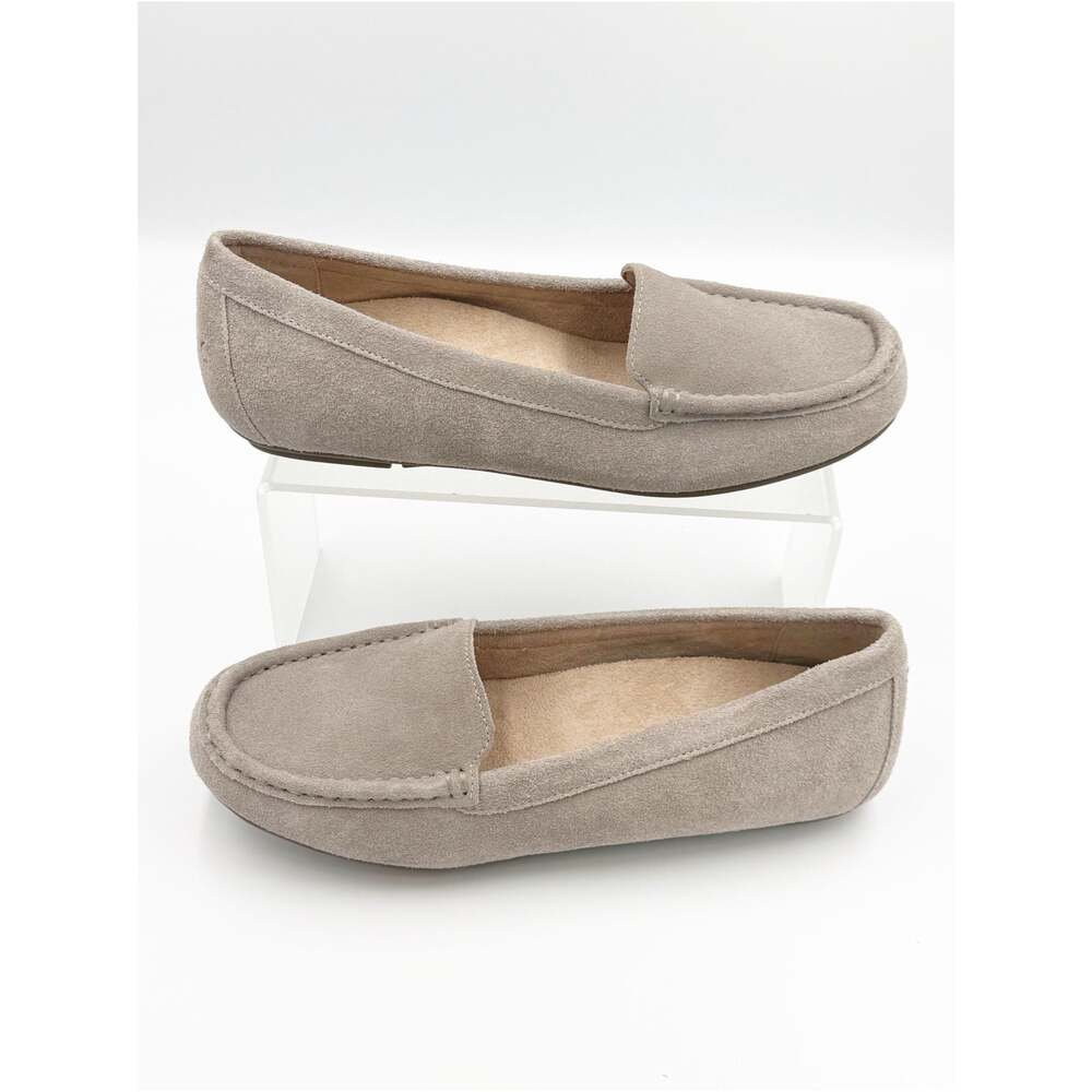 Vionic Womens Debbie Leather Gray Suede Slip On Moccasin Loafers Size 8